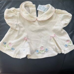 Baby Grand Floral Embroidered Baby Dress- pale yellow 0-3 months